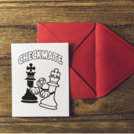 Minimalistischer Schachmatt Schwarz und Weiß Postkarte