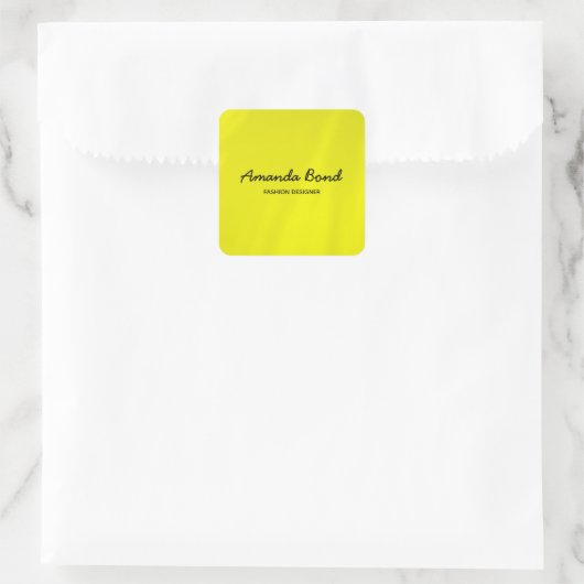 Minimalistischer Schattengelb Quadratischer Aufkleber (Tasche)