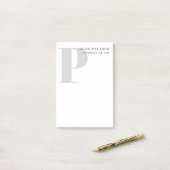 Minimalistischer schlichter moderner grauer Monogr Post-it Klebezettel (Auf Schreibtisch)