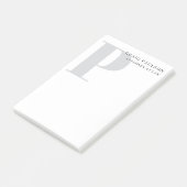 Minimalistischer schlichter moderner grauer Monogr Post-it Klebezettel (angewinkelt)
