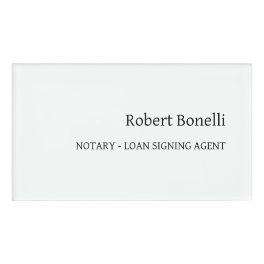 Minimalistischer Schlichter moderner Notar-Agent Namenschild (Vorderseite)