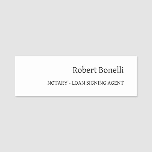 Minimalistischer Schlichter moderner Notar-Agent Namensschild (Vorderseite)