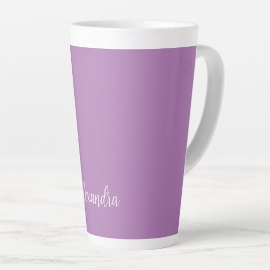 Minimalistischer Schlichter Name Lavender Calligra Milchtasse (Rechte Ecke)