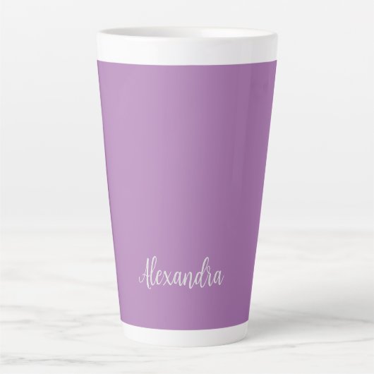 Minimalistischer Schlichter Name Lavender Calligra Milchtasse (Vorderseite)
