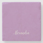 Minimalistischer Schlichter Name Lavender Calligra Steinuntersetzer (Vorderseite)