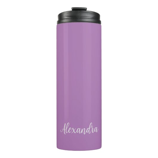 Minimalistischer Schlichter Name Lavender Calligra Thermosbecher (Vorderseite)