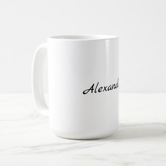 Minimalistischer Schlichter Name Schwarz-weiß Kaffeetasse (Vorderseite Links)