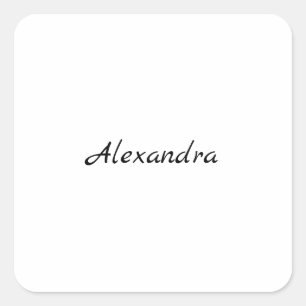 Minimalistischer Schlichter Name Schwarz-weiß Quadratischer Aufkleber