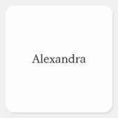 Minimalistischer Schlichter Name Schwarz-weiß Quadratischer Aufkleber (Vorderseite)