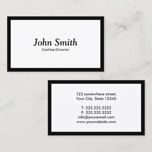 Minimalistischer schlichter schwarzer visitenkarte (Vorne/Hinten)