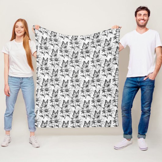 Minimalistischer Schmetterling im Design der Blume Fleecedecke