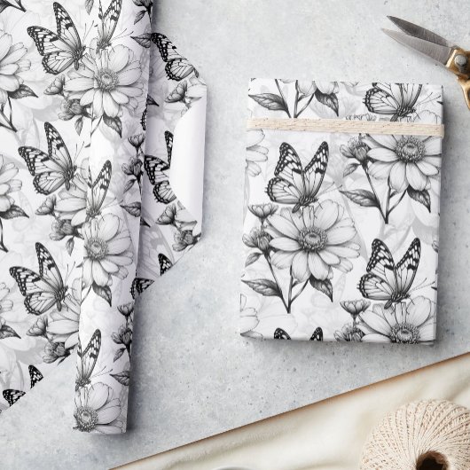 Minimalistischer Schmetterling im Design der Blume Geschenkpapier