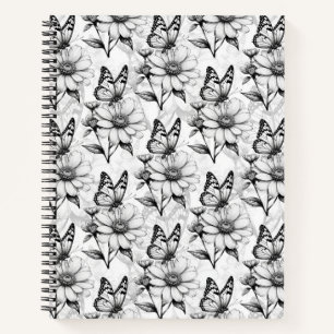 Minimalistischer Schmetterling im Design der Blume Notizblock