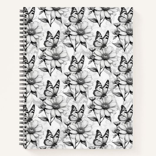 Minimalistischer Schmetterling im Design der Blume Notizblock (Vorderseite)