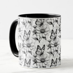Minimalistischer Schmetterling im Design der Blume Tasse