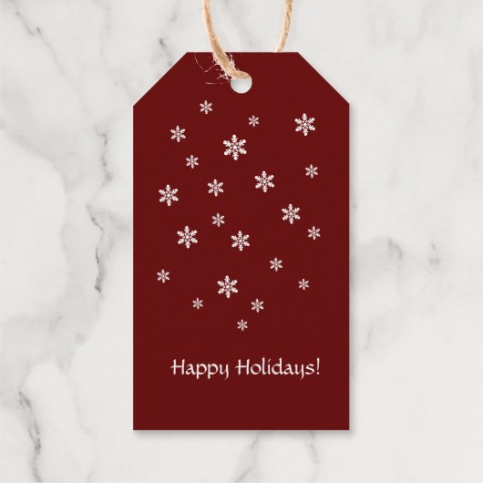 Minimalistischer Schnee personalisiert Bordeaux Geschenkanhänger (Rückseite)