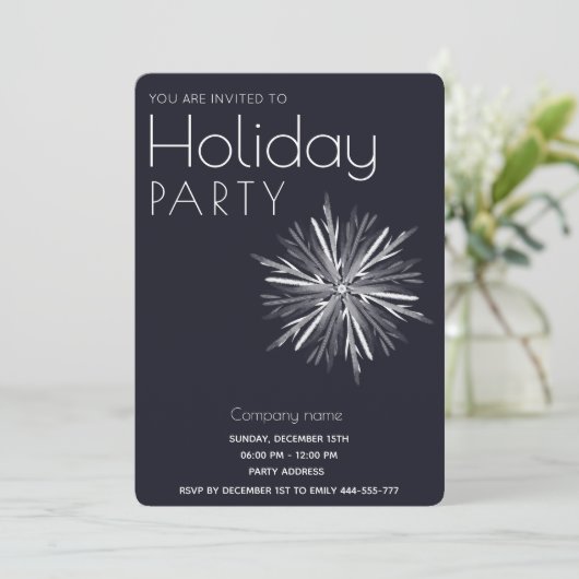 Minimalistischer Schneeflocken im Aquarell Einladung (Stehend Vorderseite)