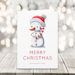 Minimalistischer Schneemann-Zuckerhut-Frohe Weihna Feiertagskarte