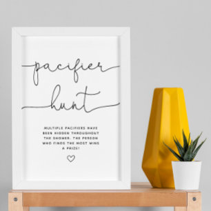 Minimalistischer Schnuller Hunt Baby Showspiel Poster