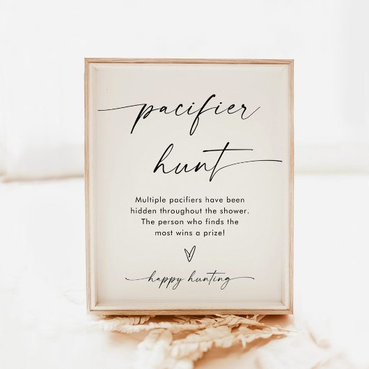 Minimalistischer Schnuller Hunt Sign | Neutrales B Poster