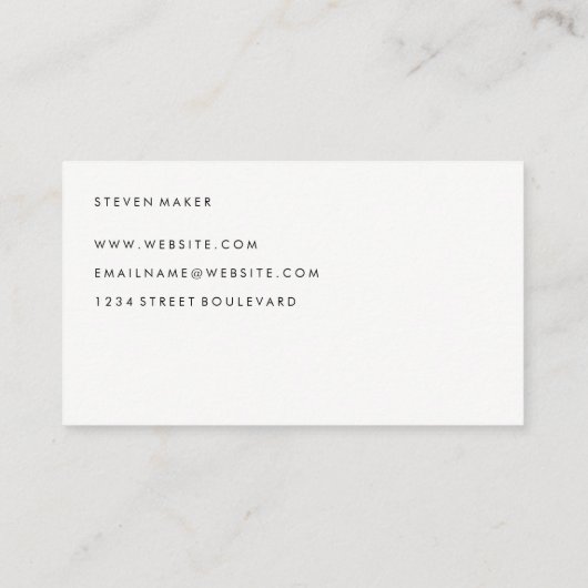 Minimalistischer Schriftart | Einfache Textur Visitenkarte (Rückseite)