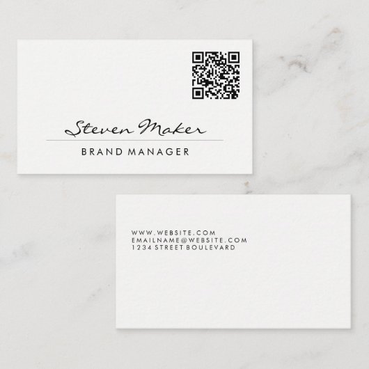 Minimalistischer Schriftart | QR-Code Visitenkarte (Vorne/Hinten)