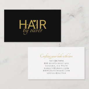 Minimalistischer Schriftname Herz Haarstylist Visitenkarte