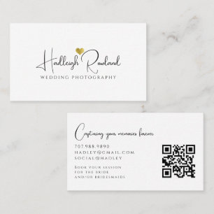 Minimalistischer Schriftname Herz Hochzeitsfotogra Visitenkarte