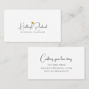Minimalistischer Schriftname Herz Hochzeitsplaner Visitenkarte