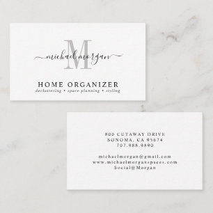 Minimalistischer Schriftzug Monogramm-Hausorganisa Visitenkarte