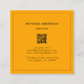 Minimalistischer, schwarz-gelber QR-Code Streifen Quadratische Visitenkarte (Rückseite)