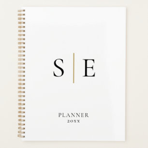 Minimalistischer Schwarz-Gold-Monogramm-Planer 202 Planer