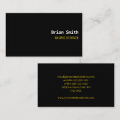 Minimalistischer Schwarz-Gold-Text Visitenkarte (Vorne/Hinten)