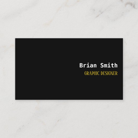 Minimalistischer Schwarz-Gold-Text Visitenkarte (Vorderseite)