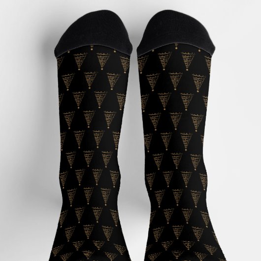Minimalistischer Schwarz-Gold Weihnachtsbaum Socken (Oben)