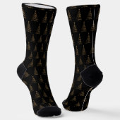 Minimalistischer Schwarz-Gold Weihnachtsbaum Socken (Gewinkelt)