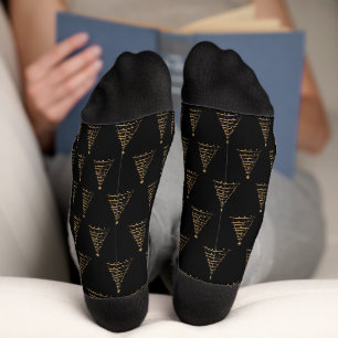 Minimalistischer Schwarz-Gold Weihnachtsbaum Socken