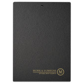 Minimalistischer Schwarz-Leder-Text, benutzerdefin Klemmbrett (Rückseite)