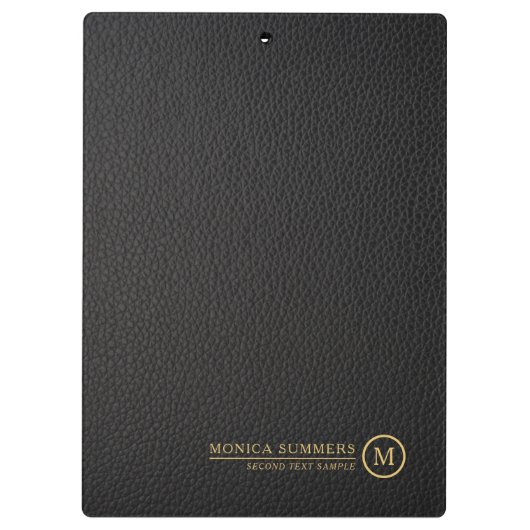 Minimalistischer Schwarz-Leder-Text, benutzerdefin Klemmbrett (Rückseite)