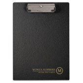 Minimalistischer Schwarz-Leder-Text, benutzerdefin Klemmbrett (Vorderseite)