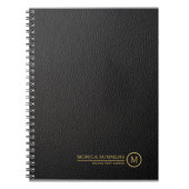 Minimalistischer Schwarz-Leder-Text, benutzerdefin Notizblock (Vorderseite)