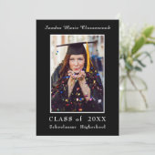 Minimalistischer Schwarz-Rahmen-Abschluss für weiß Ankündigung (Stehend Vorderseite)