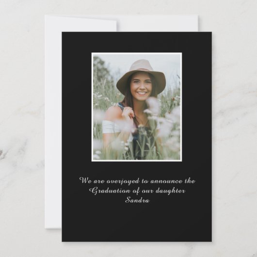 Minimalistischer Schwarz-Rahmen-Abschluss für weiß Ankündigung (Rückseite)