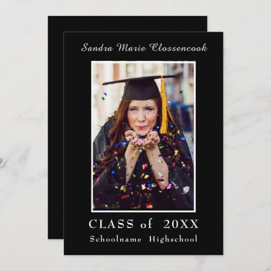 Minimalistischer Schwarz-Rahmen-Abschluss für weiß Ankündigung (Vorne/Hinten)