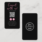 Minimalistischer schwarz rosa Qr-Code Verbindung m Begleitkarte (Vorne/Hinten)