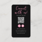 Minimalistischer schwarz rosa Qr-Code Verbindung m Begleitkarte (Vorderseite)