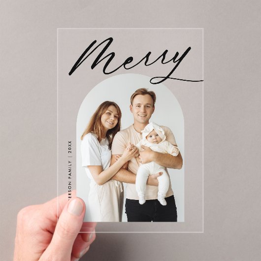 Minimalistischer Schwarz-Script-Arch Foto Holiday Acryleinladungen (Insitu (Handheld))