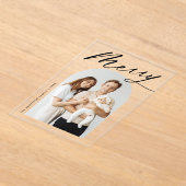 Minimalistischer Schwarz-Script-Arch Foto Holiday Acryleinladungen (Ablage )