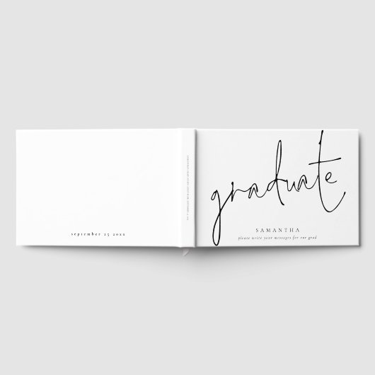 Minimalistischer Schwarz-Script-Graduate White Abs Gästebuch (Voll)