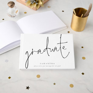 Minimalistischer Schwarz-Script-Graduate White Abs Gästebuch
